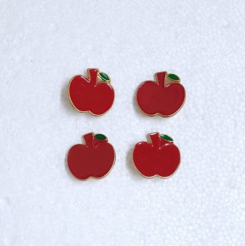 JHB Apple Buttons 13mm 20mm Metal Shank Novelty Fruit Leaf 4 Red or 6 Green Sewing Knitwear Art Craft Shirt Jacket Decorative Embellishments 20mm Red Apple x 4