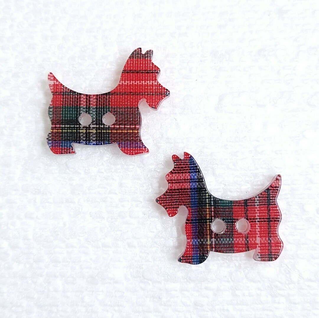2 JHB Tartan Scottie Dog Buttons 22mm Shank JHB International Novelty