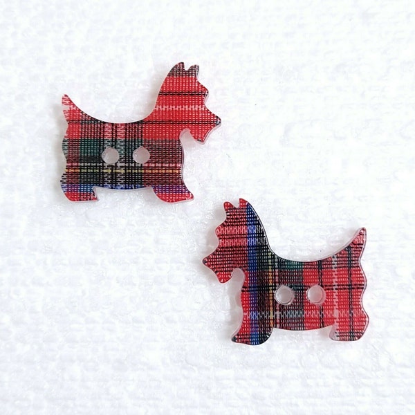 2 boutons JHB pour chien écossais en tartan, tige 22 mm JHB International Nouveauté International Scotty Dog Terrier à coudre à tricoter Artisanat d'art embellissements décoratifs