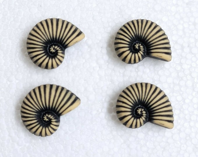 JHB Snail Shell Buttons 4 X 15mm Shank Nautilus Black & Tan Novelty ...