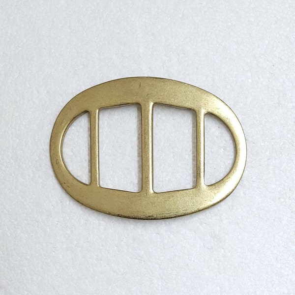 Oval Gold Tone 3 Bar Slider Buckle Curved Heavy Metal Belt Bag Art DIY Crafts Knitting Sewing Cosplay Costume Decorative Prop Embellishment