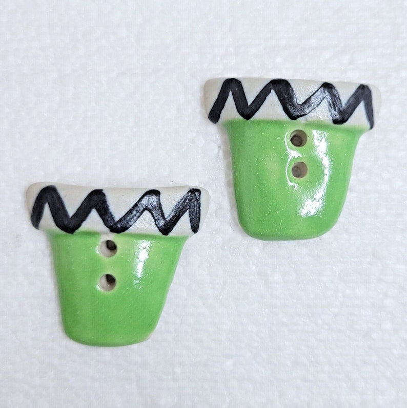 Ceramic Planter Button 2 Hole Novelty Terracotta Glazed Flower Plant ...