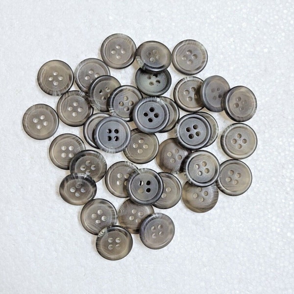 Light Grey Horn Button 15mm 4 Hole Dull Unpolished Finish Sewing Knitting Sweater Craft Shirt Suit Cardigan Waistcoat Costume Embellishment