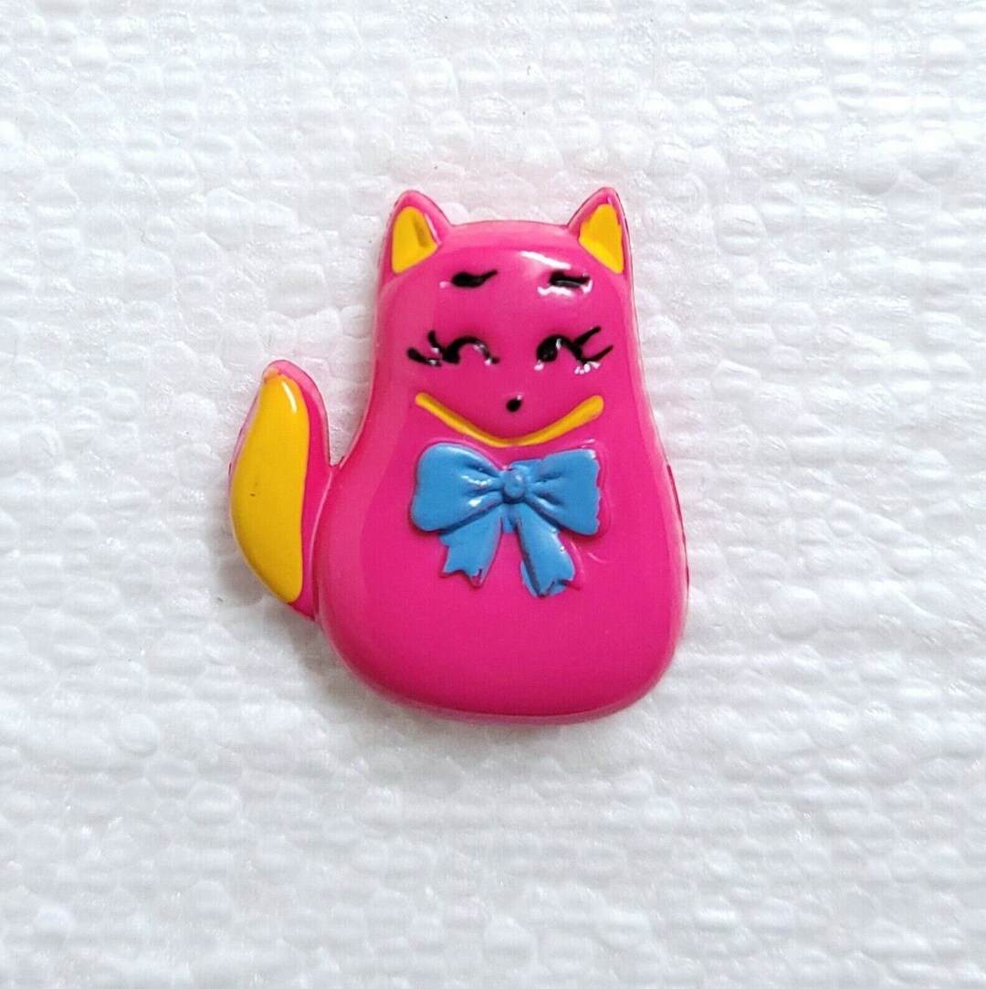 Pussy Cat Buttons 25mm Shank 1 Inch Novelty Magenta Pink Cartoon ...