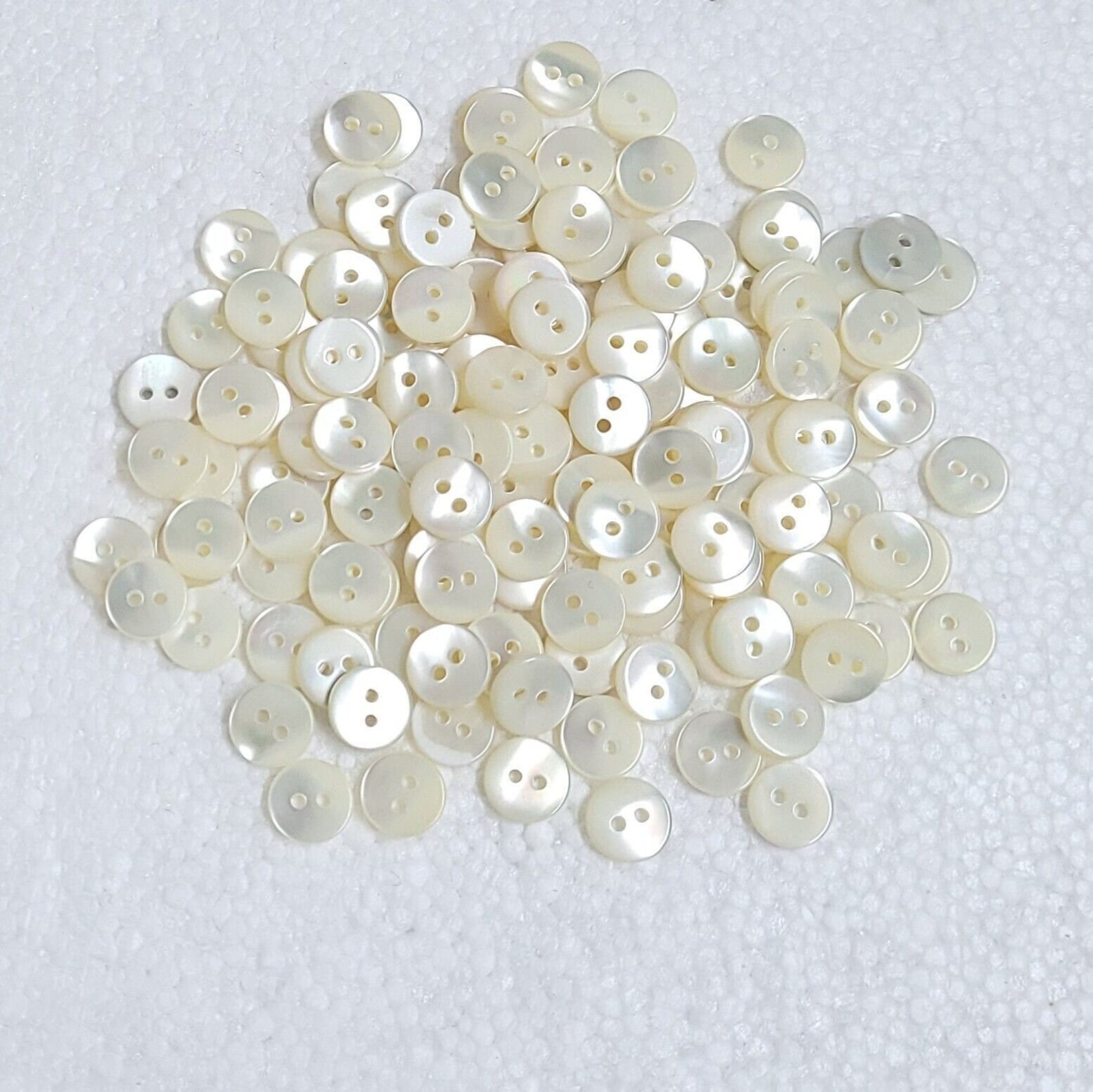 Mini Mother of Pearl Shell Buttons 6mm 8mm 11mm 2 Hole Pack of 10 25 50 ...
