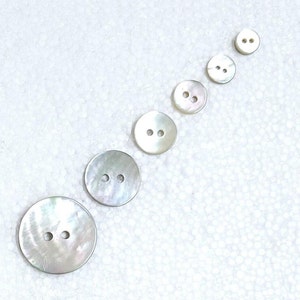 Round Shell 2 Hole Buttons 6mm 8mm 11mm 15mm 20mm In Packs of 10 25 50 100 500 or 1000 Buttons Natural Iridescent Plain Akoya Embellishments