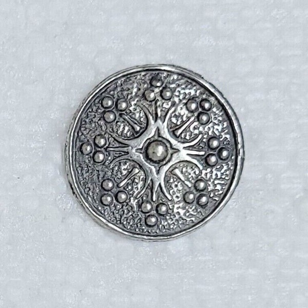 Bouton en étain norvégien, 17 mm, tige en métal, bouclier, motif artistique, cardigan médiéval Viking Tinn-Per, couture, tricot, artisanat, GN Costume embellissement