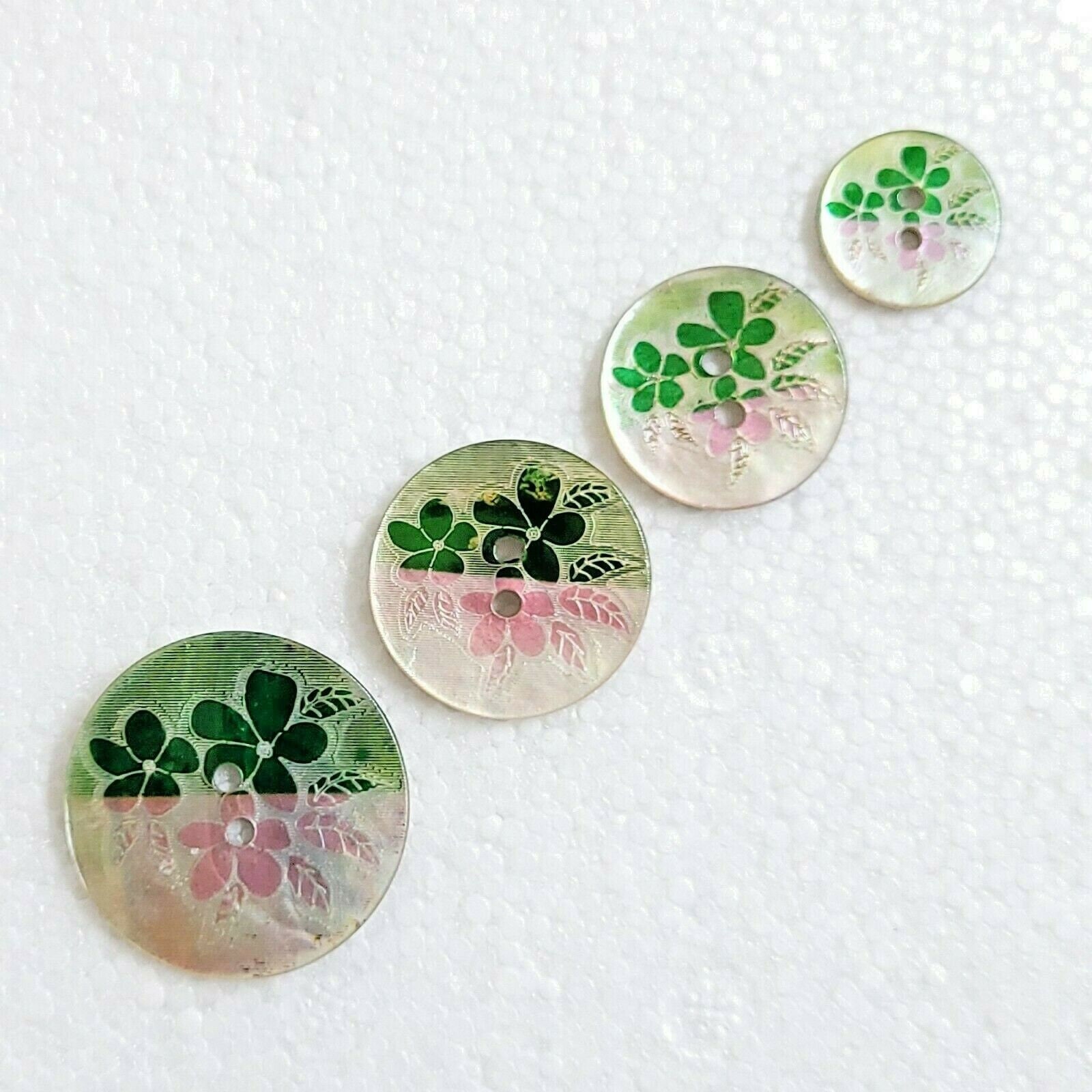 Agoya Shell Flower Buttons 15mm 20mm 23mm 28mm Round 2 Hole Floral ...