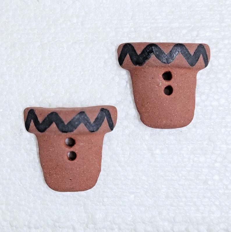 Ceramic Planter Button 2 Hole Novelty Terracotta Glazed Flower Plant ...