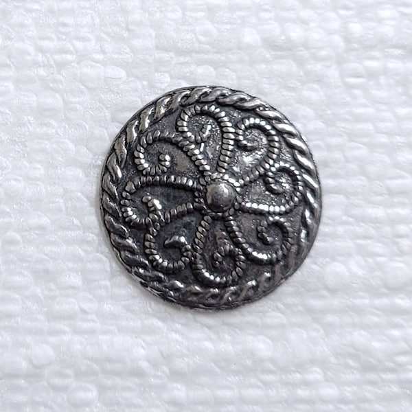 Bouton en étain norvégien, tige en métal 20 mm, motif torsadé Anna Rope, cardigan étain-per, couture à tricoter, artisanat d'art de l'époque des Vikings, embellissement de costumes