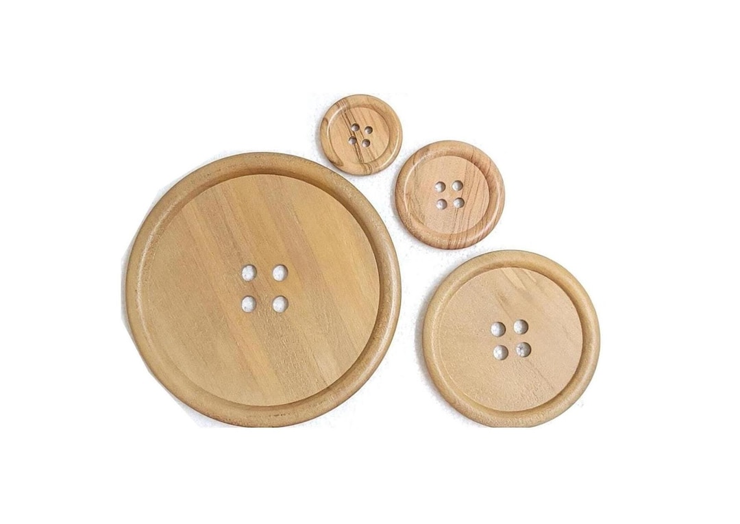 Button Ridges Natural Wood Buttons 4 Hole Rim Edge 38mm 50mm 80mm 124mm Big Eco ...