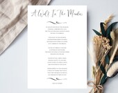 Wildflower Poem, Outdoor Wedding Backdrop, Wedding Reading, Paper Anniversary, Engagement Gift, Housewarming Gift, Nature Love Poem