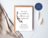 Floral Wedding Invitation, Flower Wreath, Wildflower Invite, Love Quote, Calligraphy Stationery, Customisable Design