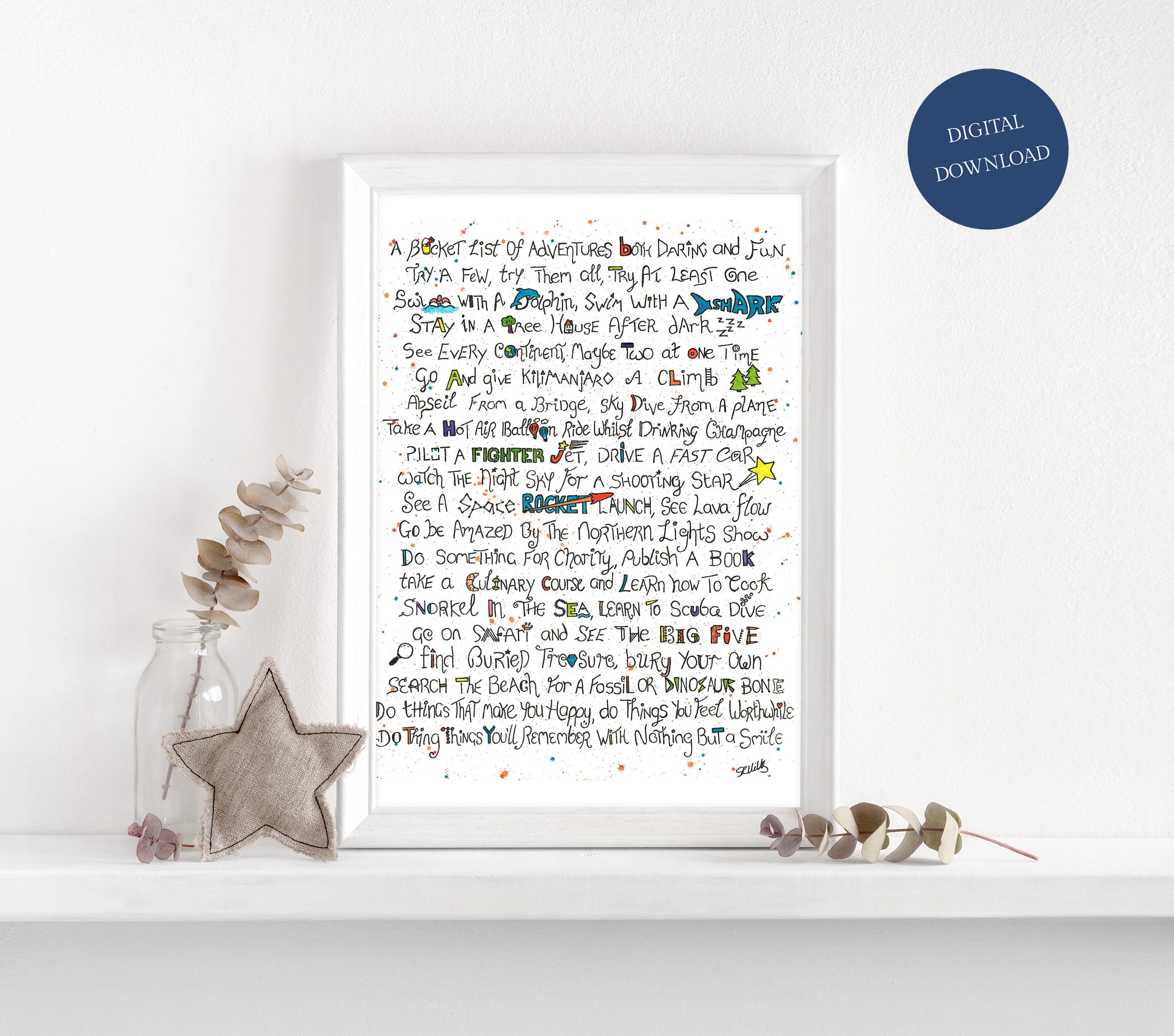 Bucket List Poem Adventurous Inspiring Motivational Etsy