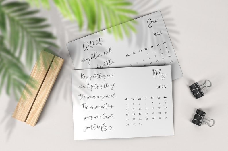 Positive Quote Calendar 2023 Desk Calendar Motivational Etsy