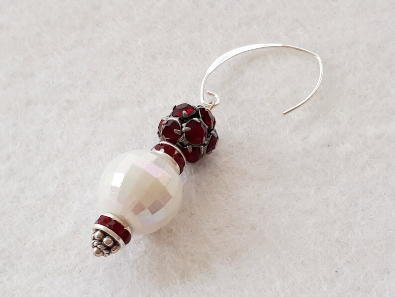 Sparkle Czech Crystal Round Disco Ball 925 Sterling Silver Hook Dangle Earrings