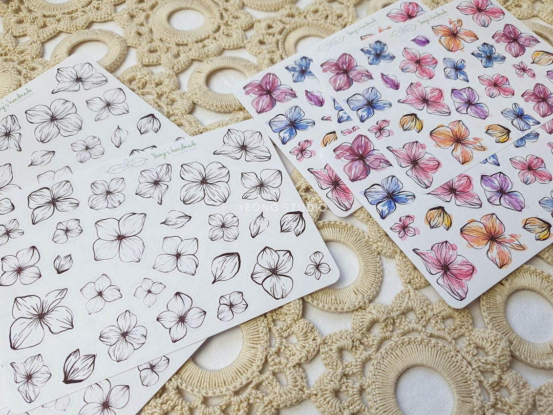 Hydrangea Sticker, Journal Sticker, Flower Sticker, Flower Sticker ...