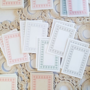 Etichette quadrilatere, etichette di carta fatte a mano, oggetti effimeri del diario, etichetta memo nota, nota viaggiatori proiettile vintage, mini memo, memo a colori