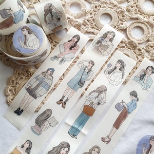 girl washi tape , 100 cm / 1 Schleife / 1Loop / byumee
