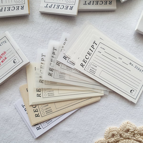 receipt Memo paper Set / Memo Pad / Vintage / Journal ephemera