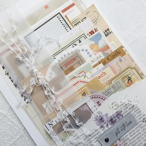 Paquete de efímeras misteriosas de 30/50 piezas, suministro de diario vintage, accesorios de diario vintage, adorno, kit de efímera vintage, conjunto de diario