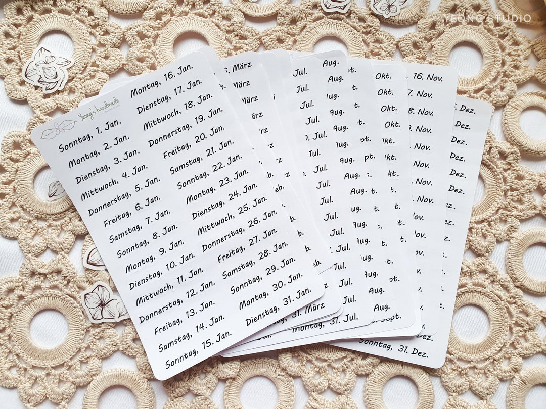 365 Daily Sticker Year 2024 2023, Date Sticker, Days of the Week Etsy