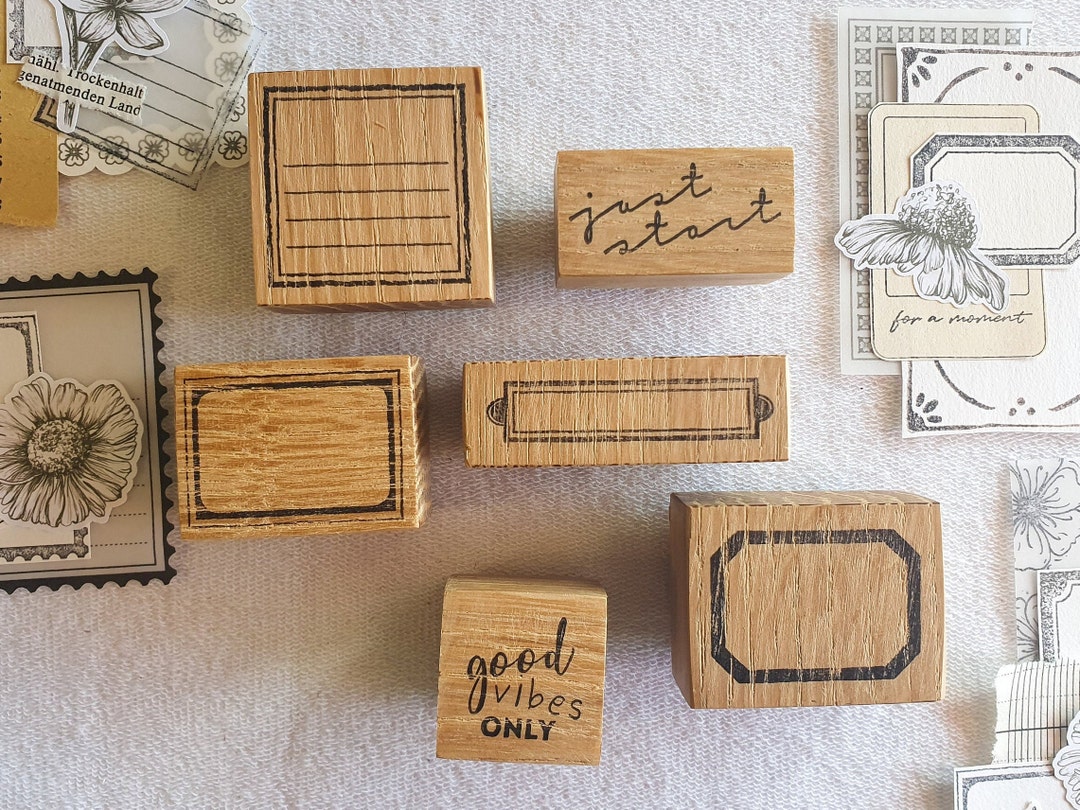 Large Format Label Stamp Motif Stamp / Rubber Stamp / Label Stamp / Flower Stamp / Text Stamp ...