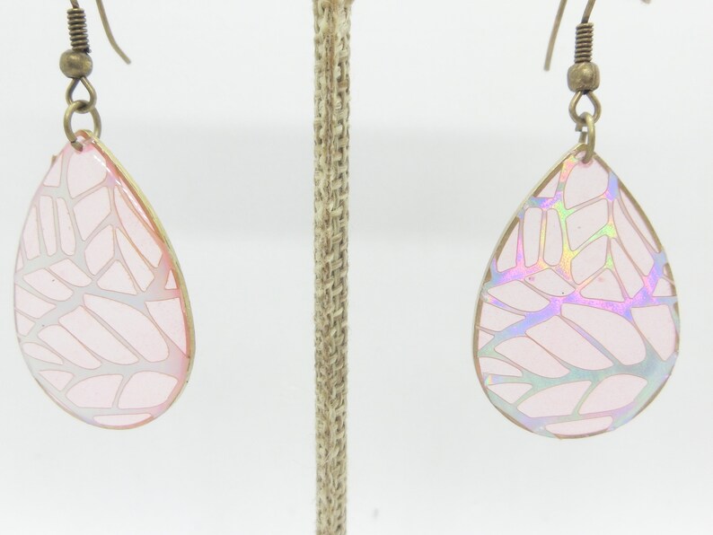 Pink Holographic Teardrop Resin Earrings