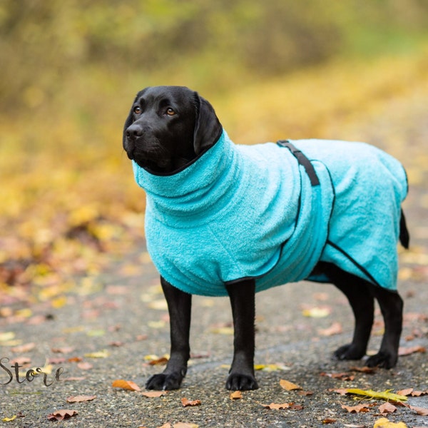 Bademantel für Hunde aqua blau - Doggy Bademantel