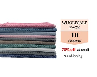Conjunto de rebozo mexicano de algodón reciclado al por mayor (10 piezas) – Para uso de doulas y parteras