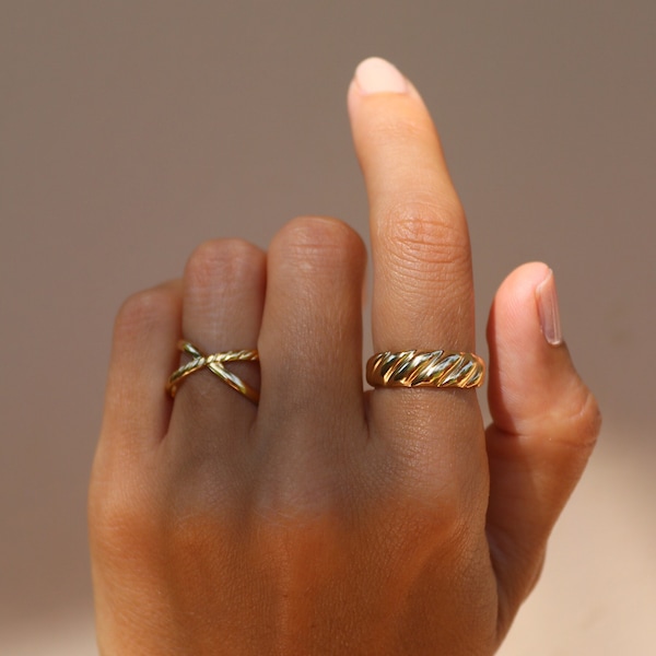 Goldener Größenverstellbarer Ring, Chunky Goldring