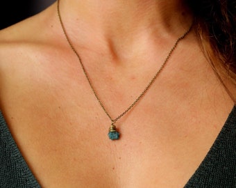 Apatite necklace , gift for girlfriend , necklace with small stone