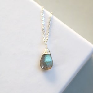 Collana in argento labradorite, collana con pietra, collane in cristalli argento immagine 2