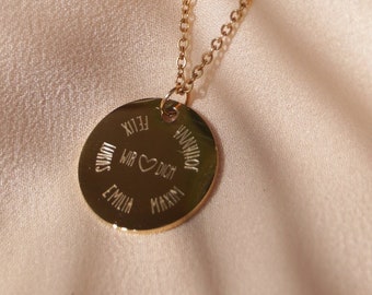 Mother's Day gift, family engraving necklace, gift for Mother's Day