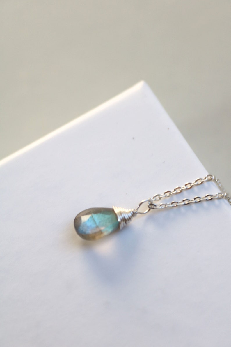 Collana in argento labradorite, collana con pietra, collane in cristalli argento immagine 3