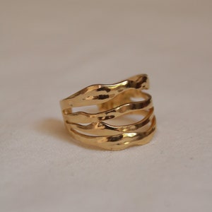 Breiter größenverstellbarer Ring, Chunky Goldring Bild 2