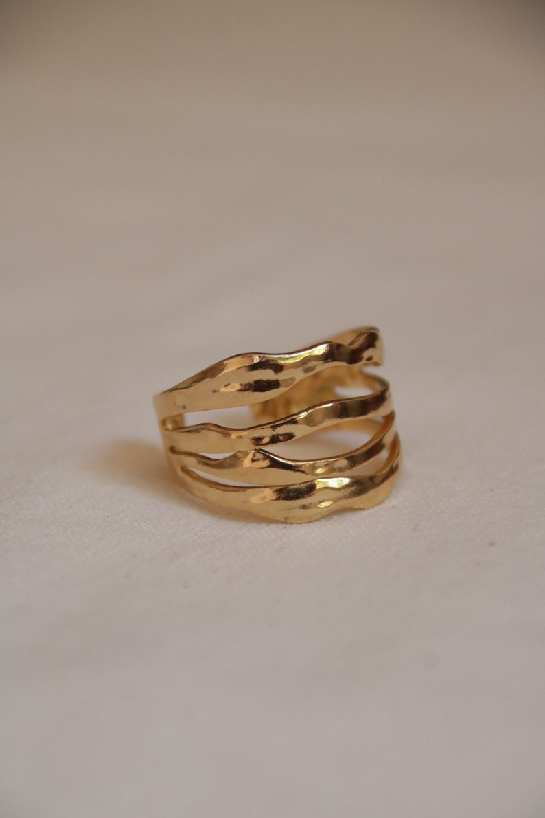 Breiter größenverstellbarer Ring, Chunky Goldring Bild 2