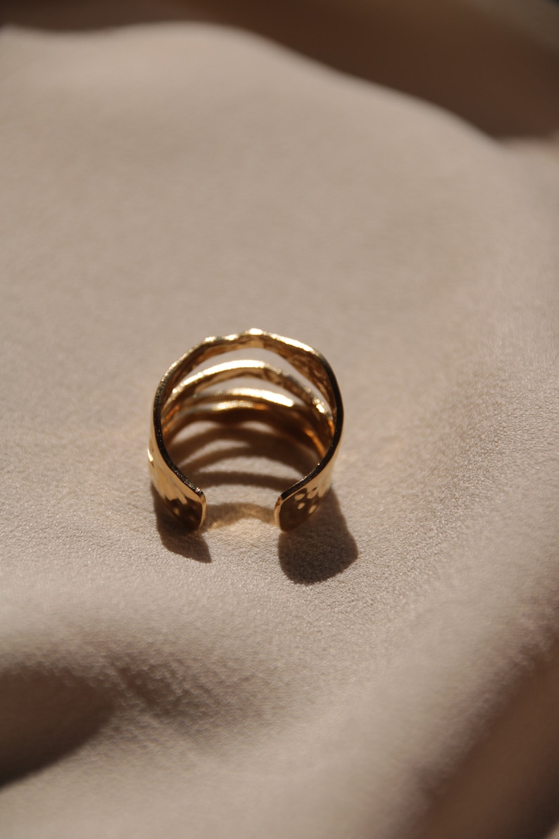 Breiter größenverstellbarer Ring, Chunky Goldring Bild 7
