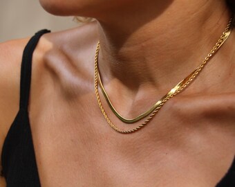 2-strengige ketting met slang en touwketting