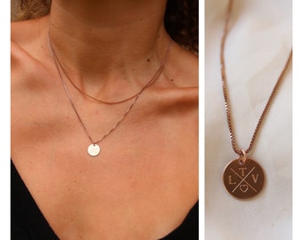 Family necklace in rose gold, necklace with personalized engraving