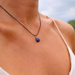 personalized jewelry,Lapis Lazuli silk necklace,, small lapis lazuli pendant personalized gift, Layering necklace
