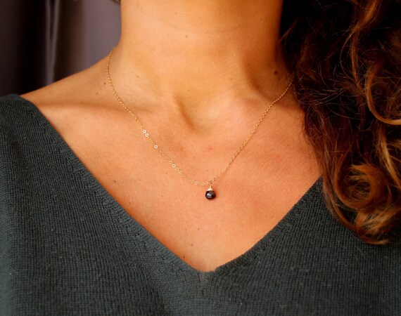 Dainty Garnet Necklace Small Crystal Necklace Crystal Gold