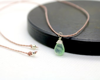 Gargantilla con colgante de piedra, collar de seda con piedra preciosa, collar gargantilla de cristal, piedra de nacimiento de junio, joyería personalizada