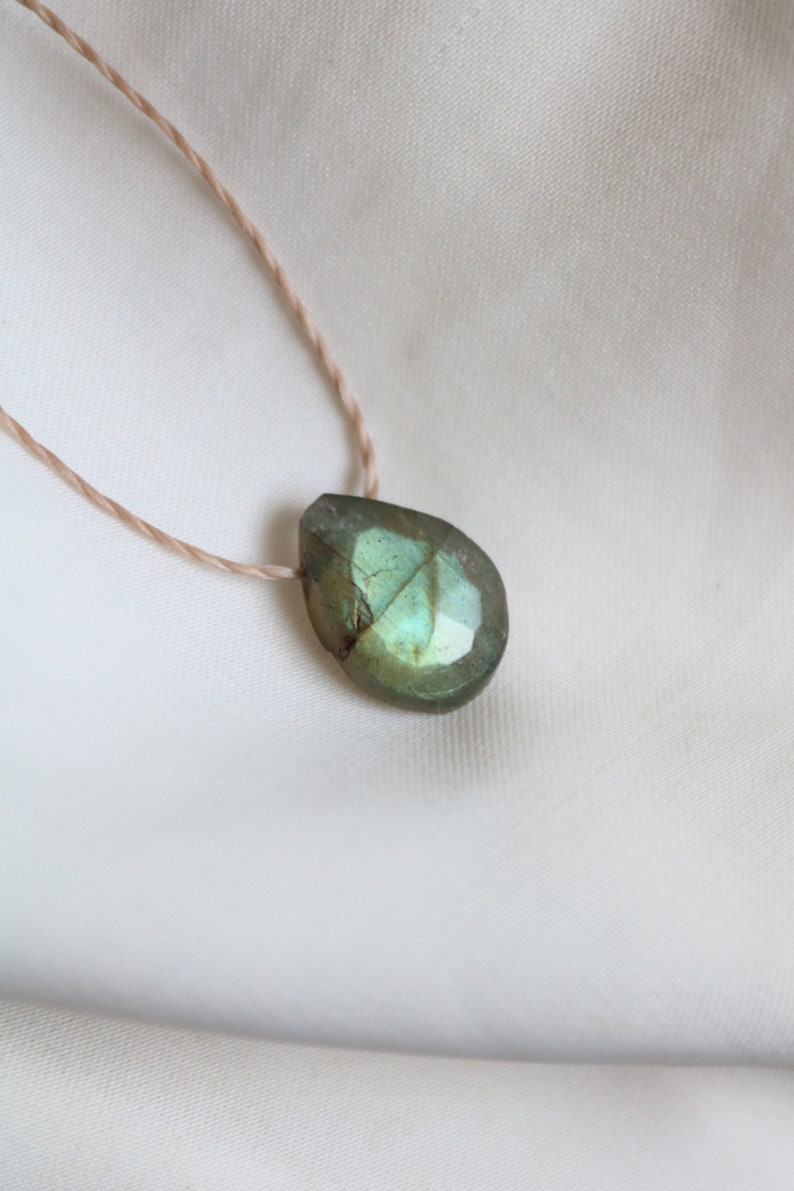 Collier en soie avec pendentif labradorite, collier en soie avec pierre, collier choker en cristal, collier en pierre de naissance, cadeau personnalisé image 9