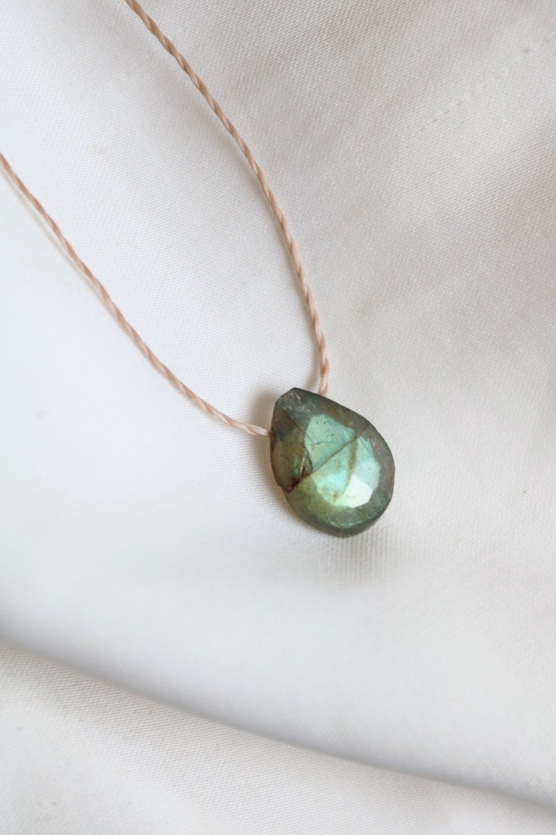 Collier en soie avec pendentif labradorite, collier en soie avec pierre, collier choker en cristal, collier en pierre de naissance, cadeau personnalisé image 8