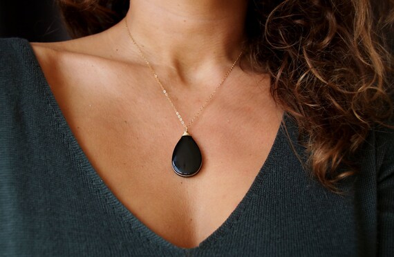 Obsidian gold necklace online