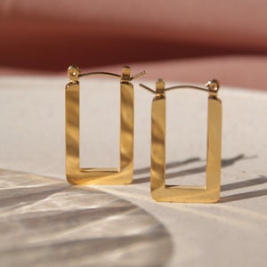 Rectangular earrings made of 18k stainless steel image 2