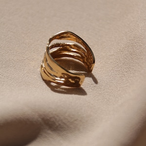 Breiter größenverstellbarer Ring, Chunky Goldring Bild 6