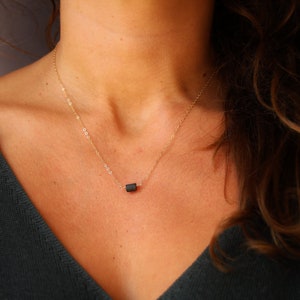 Raw Black Tourmaline Pendant, Tourmaline Crystal Gold Necklace, Dainty Gemstone Jewelry, image 10