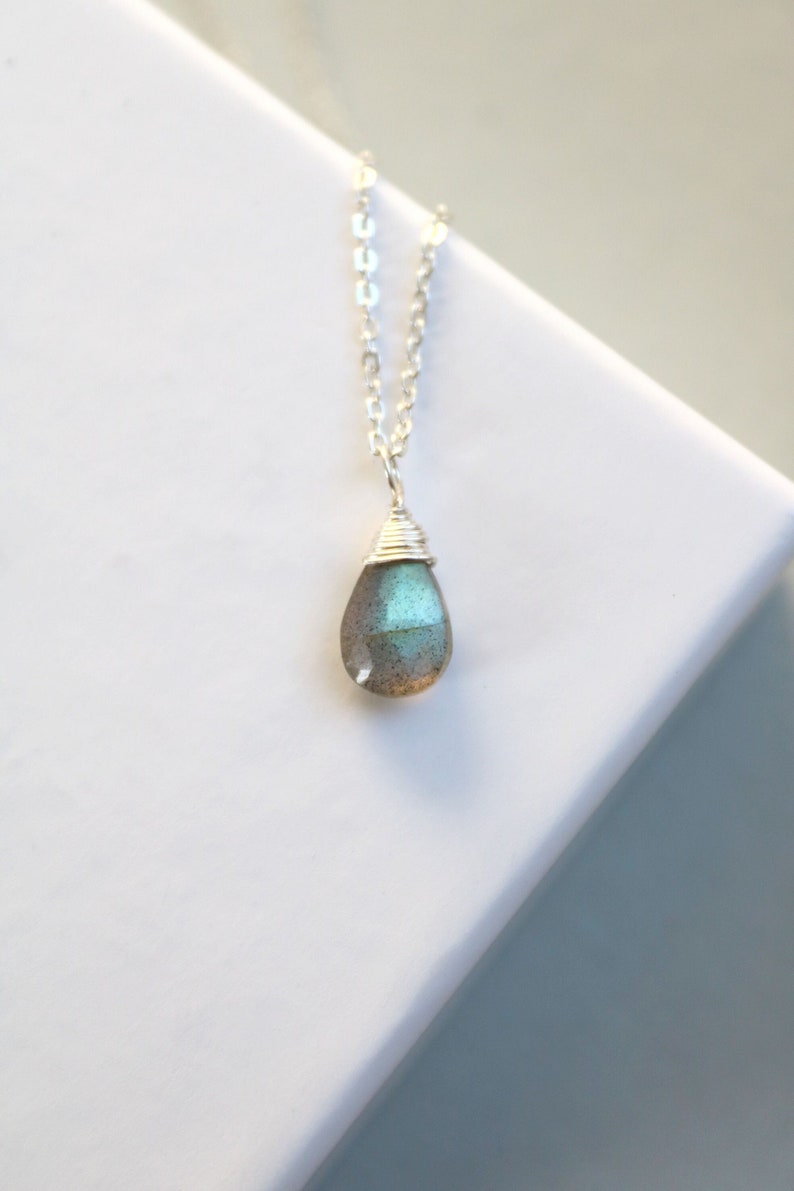 Collier en argent labradorite, collier avec pierre, colliers en cristal argent image 2